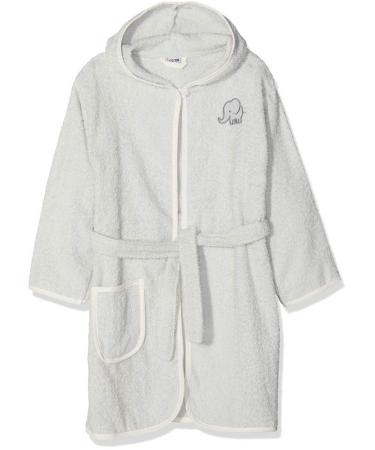 Playshoes children's terry bathrobe elephant with hood fluffy warm dressing gown for boys and girls 122 33 - grey