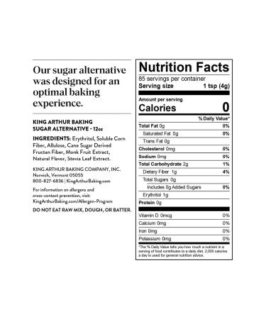 King Arthur Baking Sugar Alternative 12 oz - Healthy Sweetener for Baking - Buy Online on GoSupps.com