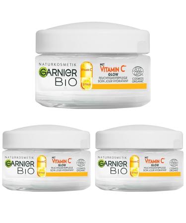 Garnier day care with vitamin C for a radiant complexion invigorating and tight moisturizer against tired and uneven skin bio glow 50 ml (pack with 3) 50 ml (3 -pack)