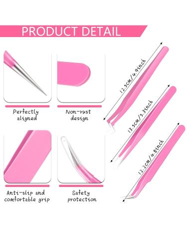 3-Piece Stainless Steel Lashes Tweezers Set with White Bag - Curved and Straight Eyelash Extension Tools for Women and Girls - Buy Online on GoSupps.com