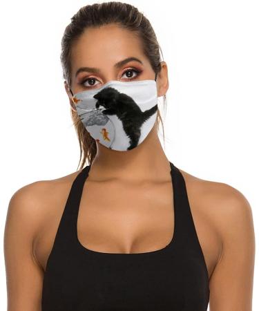 HDFGD Cat Black Goldfish Face Masks - Reusable Dustproof Masks for Adults (2 PCS) - International Shipping - Buy Online on GoSupps.com