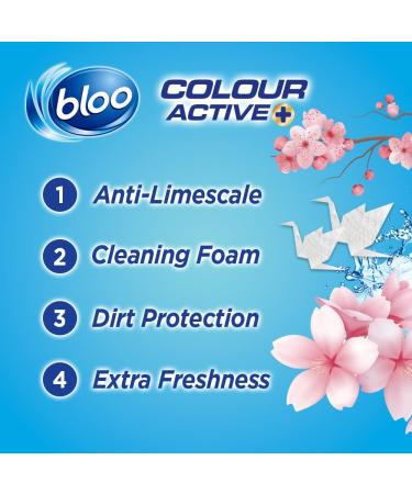 Bloo Limited Edition Sakura Blue Toilet Rim Block with Anti-Limescale Cleaning Foam - 1 Pack - Buy Online on GoSupps.com