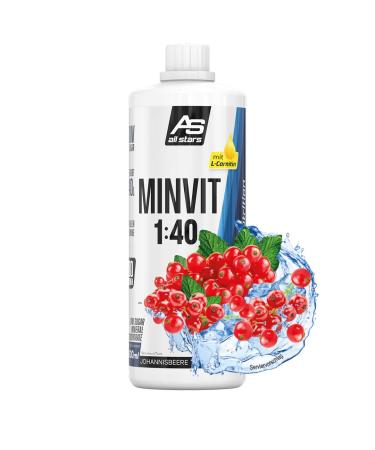 All stars minvit currant beverage concentrate 1l I syrup incl. Vitamins & minerals i concentrate for 40l drink i sport drink sugar arm i beverage syrup with L-carnitin currant 1 l (1 Pack)