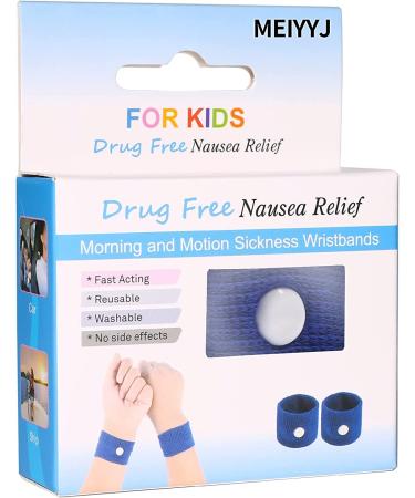 Travel Car Sickness Wristbands for Kids Natural Anti-Nausea Relief Wristbands for Motion or Morning Sickness 1 Blue for Kids