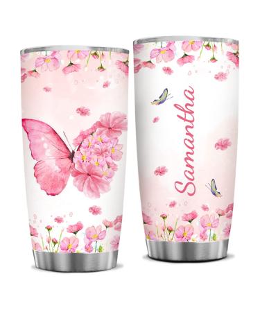 Wassmin Butterfly Gifts for Women Personalized Butterfly Tumbler Stainless Steel 20oz 30oz Coffee Travel Cup Custom Gifts forWoman Girls Friend Spirit Animal Lovers Birthday Christmas Style 5