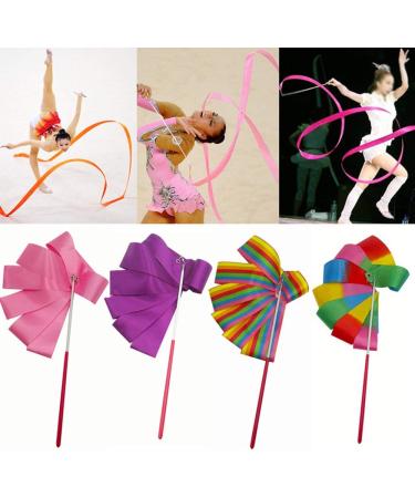 Ceqiny 5pcs Dance Ribbons with Wand - 2 Meters Rhythmic Gymnastic Rainbow Streamers for Talent Shows and Baton Twirling | Assorted Colors - Buy Online on GoSupps.com