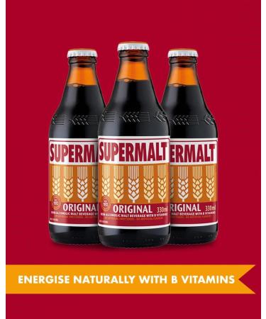SUPERMALT | Original Flavour Malt Drink | Alcohol Free| Premium Malt Drink | Pack of 24 x 330ml Bottles - Buy Online on GoSupps.com