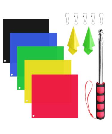 Horse Training Flag with Extendable Stainless Flagpole 5 Color Equestrian Training Flags Pole Horse Training Equipment with Telescoping Handheld Flagpole for Horse Lunging Training