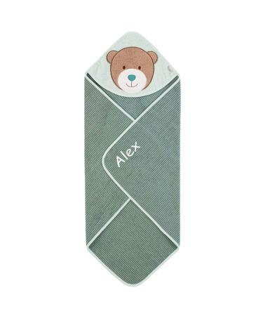 Sterntaler hooded towel embroidered for baby & children bear motif ben 80x80 bathing towel bath towel/children's bath towel with hood personalized girl boy green striped 80x80 bear mot ben green striped - Buy Online on GoSupps.com
