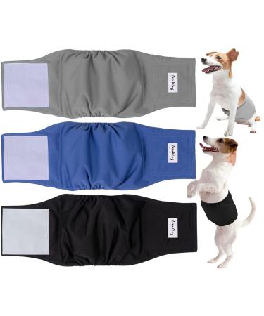 LeerKing dog diapers for male dogs washable male diaper incontinence male pad for male dog puppy XL Black+Gray+Blue XL - Buy Online on GoSupps.com