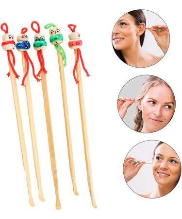 EXQUIMEUBLE Cartoon Ear Cleaner Set 12Pcs Hanging Wooden Wax Removers Random Color Ear Wax Removal Tools for Boys and Girls and Adults - Buy Online on GoSupps.com