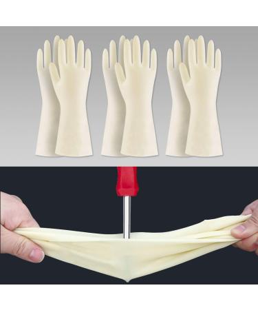 BOOMJOY Cleaning Gloves, Dishwashing Gloves, Reusable Rubber Kitchen Gloves Heavy Duty, Bathroom, White, 3 Pairs, Size-M Beige Medium (Pack of 6)