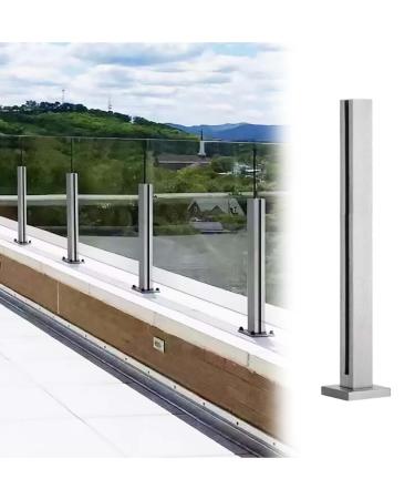 Glass Balustrade Square Post Stainless Steel Balcony Guardrail 85/90/95/100/105cm (33.4/35.4/37.4/39.3/41.3In) for Indoor Outdoor Attic Fence Stair Balcony Deck Corner Post 850mm /33.4in Mid Post 900mm/35.4in