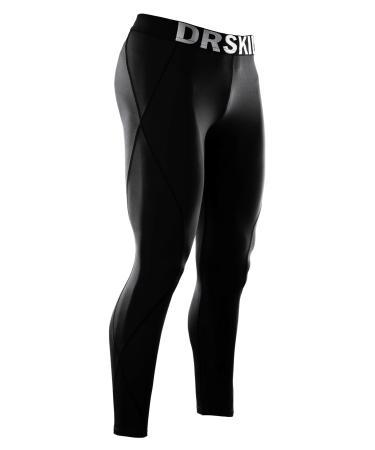 DRSKIN Mens Compression Pants Sports Tights Leggings Baselayer Running Workout Active Athletic Gym Black Small