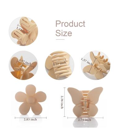 8Pcs Large Hair Claw Clips for Thick Hair - Strong Matte Jaw Clips for Women - Non-slip Butterfly Hair Clips (2 Styles) - Buy Online on GoSupps.com