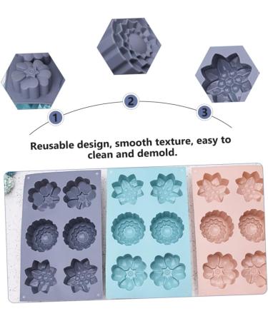 ABOOFAN 3 Pcs Flower Shaped Moon Cake Mold Cookie Cake DIY Silicone DIY Pastry Baking Tool Soap Mold Candle - Buy Online on GoSupps.com