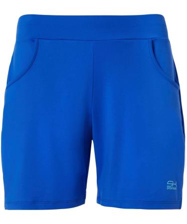 Sportkind Girls & Women Tennis Padel & Fitness Bermuda Shorts | Breathable UV Protection Pockets - XXL Cobalt Blue - Buy Online on GoSupps.com