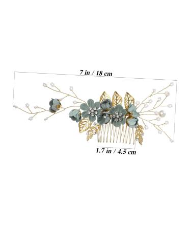 Minkissy Eucalyptus Bride Comb - Strass Decorative Alloy Bridal Hairpiece for Weddings | Medium Green Wedding Accessories - Buy Online on GoSupps.com