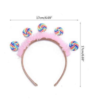 amangul Toddler Pleated Lace Lollipop Shape Headband Amusement Park Children Day Party Festival Hair Hoop for Couple Headpiece(4) - Buy Online on GoSupps.com