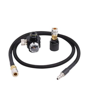 Sanoolir Paintball SLP Tank Pressure Regulator and Valve Guage Adapter or PCP Airsoft HPA/Co2with 40'' Hose Large Bore Line Kit 0-300psi