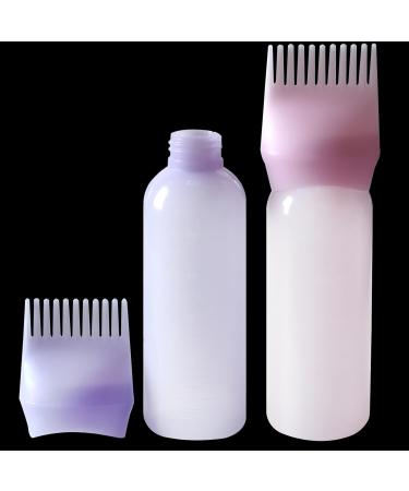 FYJLXF 2 Pack Root Comb Applicator Bottle 6 Ounce Hair Dye Applicator Brush Transparent Applicator Bottle with Graduated scale Hair Coloring Dye and scalp treament essential Purple - Buy Online on GoSupps.com