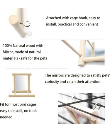 NINGVIHE Bird Mirror Bird Swing Parrot Cage Toys Bird Toy for Parrot Parakeets Conures Cockatiels Cage Swing Wooden Fun Play Toy for Birds (2 PACK) - Buy Online on GoSupps.com