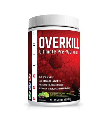 Pro Line Overkill Pre-Workout Powder | Increases Energy & Focus Maximum Strength & Performance Nitric Oxide Booster | 400mg Caffeine 7g L-Citrulline 3.2g Beta Alanine | 40 Servings (Black Cherry Lime) Black Cherry Lime 40 Servings (Pack of 1)