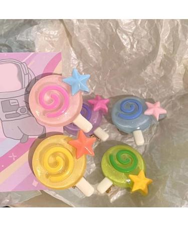 Sweet Y2k Dopamine Hairpins Simple Hair Barrettes Lollipop Star Hair Side Clip Fashion Accessories Gift for Women Girls Pink - Buy Online on GoSupps.com