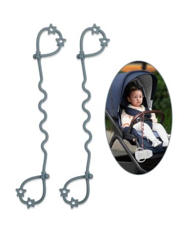 Toy Safety Straps Silicone Stretchable Adjustable Pacifier Clip Sippy Cup Leash BPA Free 2 Pack (Ether)