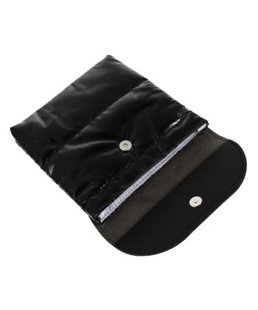 Healeved 1pc Storage Bag Mini Coin Purse Travel Makeup Bags Purse Organizer Bags Pad Pouch Portable Cosmetic Pouch Travel Pad Pouch Down Black Button Napkin Bag Black 13X13X2CM