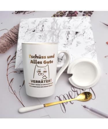 Bokalaka Job Change Farewell Gift - 400ml White Ceramic Coffee Cup with Lid | Perfect Goodbye Gift for Colleagues - Buy Online on GoSupps.com