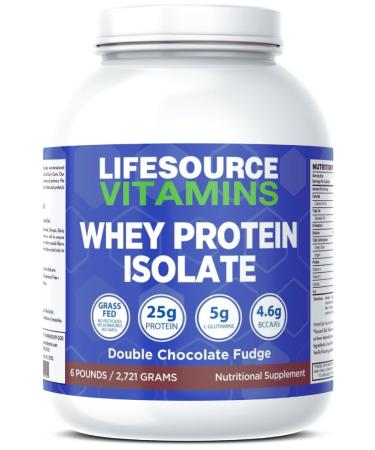LifeSource Vitamins 6 lb - US Dairy Cows Grass Fed Whey Protein Isolate - Double Chocolate Fudge sweetened w/Stevia