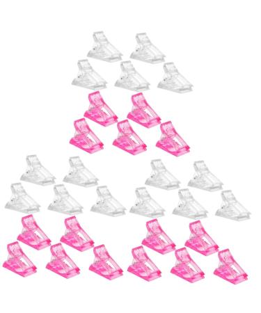 Mikinona 36 pcs Pink Tips Manicure Finger Quick Clip Gel Fixing Clips A for and Curve Tip Tools Fixation Pinchers Nail Poly Tool Salon DIY Accessories Extension Nails White Fake 1 count (Pack of 1) White Pinkx3pcs