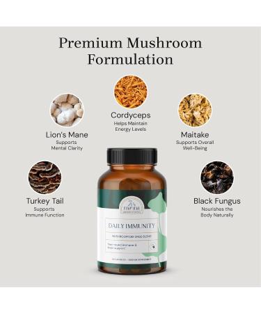 7th Manna Daily Immunity - Lion's Mane Mushroom Complex Supplement Capsules with Cordyceps Turkey Tail & Reishi - Brain Support Focus Energy & Immune Booster Supplement - 60 Capsules - Buy Online on GoSupps.com