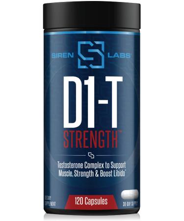 Siren Labs D1-T Strength Testosterone Booster for Men Mass Gainer with D-Aspartic Acid - Monster Muscle Mass-Building - Test Booster Suppression of Estrogen Anabolic Muscle Growth (120 Capsules)