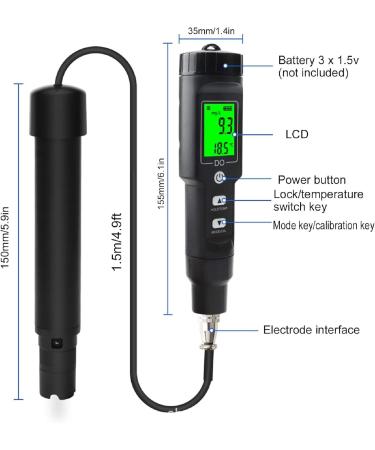 Professional Digital Pen Test for Dissolved Oxygen | 0.0 40.0 mg/l Detector with Backlight for Aquariums & Aquaculture - International Shipping Available - Buy Online on GoSupps.com