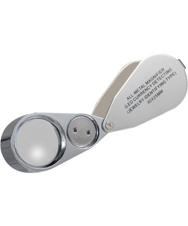 Delixike 40X Full Metal Illuminated Jewelry Loop Magnifier with LED Light - Silver | Pocket Folding Magnifying Glass for Jewelers and Currency Detection - Buy Online on GoSupps.com