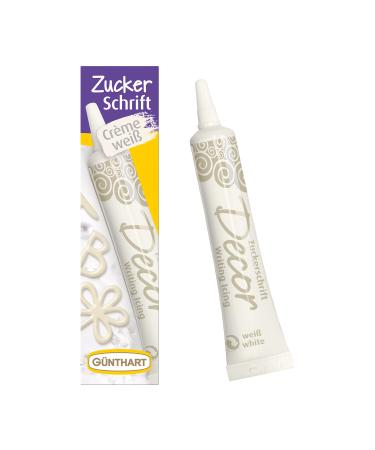 G nthart Backdecor 25 gr sugar script white for any dessert in white color made of sugar for beautiful lettering and pattern 1 Pack (25 gr)