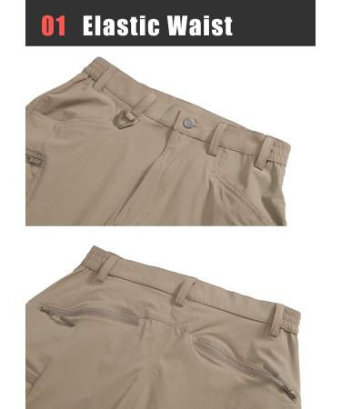 TACVASEN Men's Quick-Dry Water-Resistant Tactical Hiking Pants | Lightweight with 8 Pockets | Thin Khaki, Size 36 - Buy Online on GoSupps.com