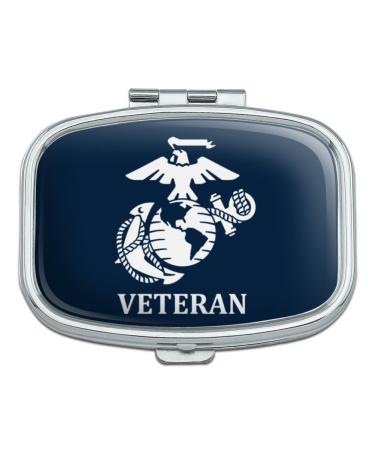 Veteran USMC Marine Corps White on Blue Officially Licensed Rectangle Pill Case Trinket Gift Box