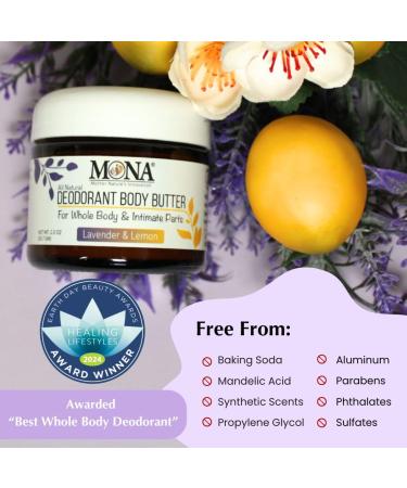 MONA BRANDS All Natural Deodorant Body Butter for Whole Body & Intimate Parts | Deodorant Cream for Women Men and Teens | Aluminum Free | Lavender & Lemon 2 oz Lavender & Lemon 2 Ounce (Pack of 1) - Buy Online on GoSupps.com