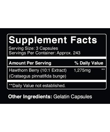Hawthorn Berry Extract (1275mg) 730 Capsules - 100% Pure, Natural, Non-GMO, Gluten-Free - Made in USA - Potent Heart Health Supplement - Buy Online on GoSupps.com