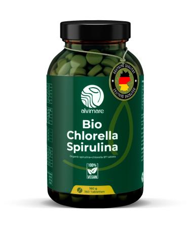 Alvimare Organic spirulina and chlorella tablets 180 g 50/50 superfood blend no fillers no additives cell wall