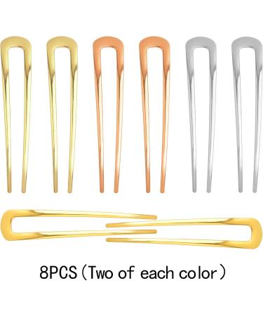 8 Pieces Metal U-Shaped Hairpins Simple Hair Clips French Style Hair Stick Fork Pins Long Hair Elegant Chignon Pins for Women Girls Hair Styling Accessories 4 Colors - Buy Online on GoSupps.com