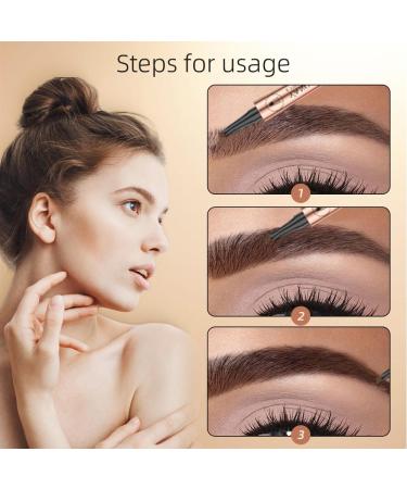Buy Microblading Eyebrow Pen - 3D Waterproof Contouring Pencil | Magic 4 Tip Brow Pen for Natural Makeup (B-Dark Brown #2 - Buy Online on GoSupps.com