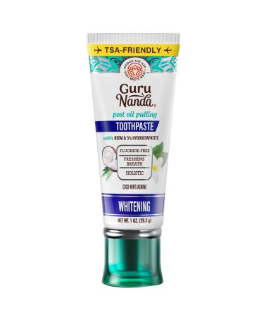 GuruNanda Travel Toothpaste with Hydroxyapatite Travel-Size Toothpaste to Whiten Teeth & Freshen Breath TSA-Friendly Fluoride & SLS-Free Natural CocoMint Jasmine Neem 1 oz