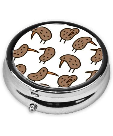 Kiwi Bird Cute Portable Metal Pill Box - Mini 3-Compartment Organizer for Small Pills Travel Essential Hinged Design - Black - Buy Online on GoSupps.com