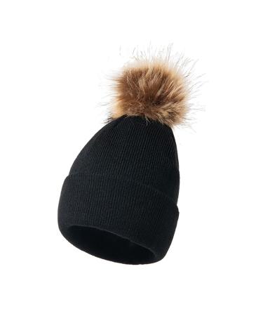 Unknown children winter hat winter warm soft hat thermo fleece winter hat fleece cap thick winter neck warmer ear protector hats for 2-6 years of toddler black unit size