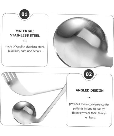 Buy Lurrose Left-Handed Cutlery Set - Angled Spoon & Fork for Easy Feeding - Stainless Steel 17x4.5cm | Ideal for Patients - Buy Online on GoSupps.com