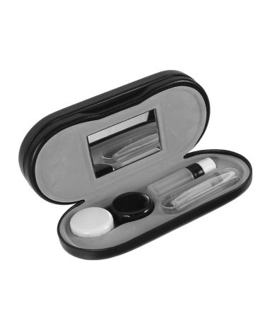 Lalafina 1 Set-Box Contact lens container double-sided glass container Contact lens holder eye contact case Contact lens box glasses case leather double purpose girls colored contact lenses As shown